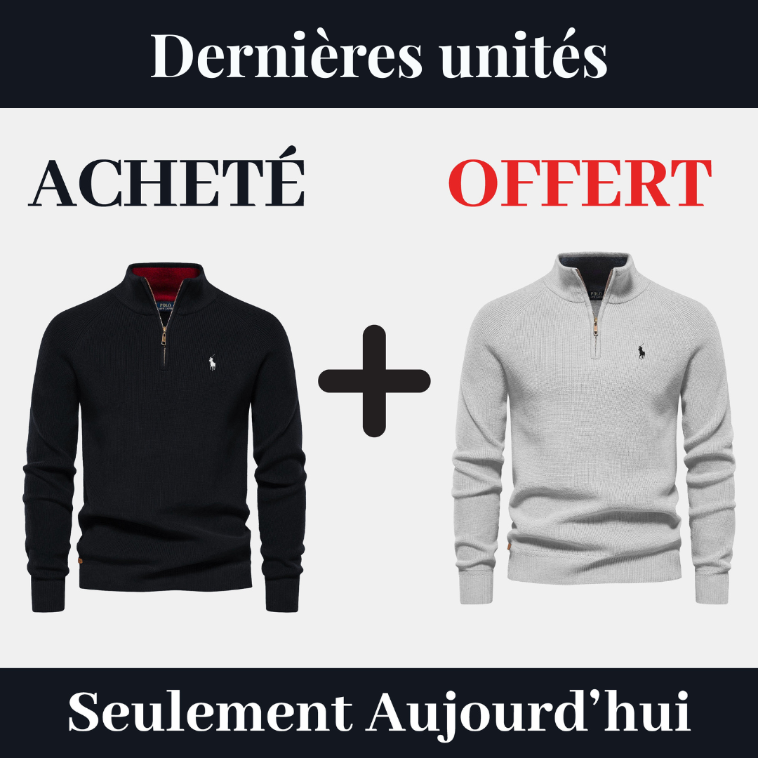 Pull Col Zippé  R&L 1+1 (DÉSTOCKAGE)