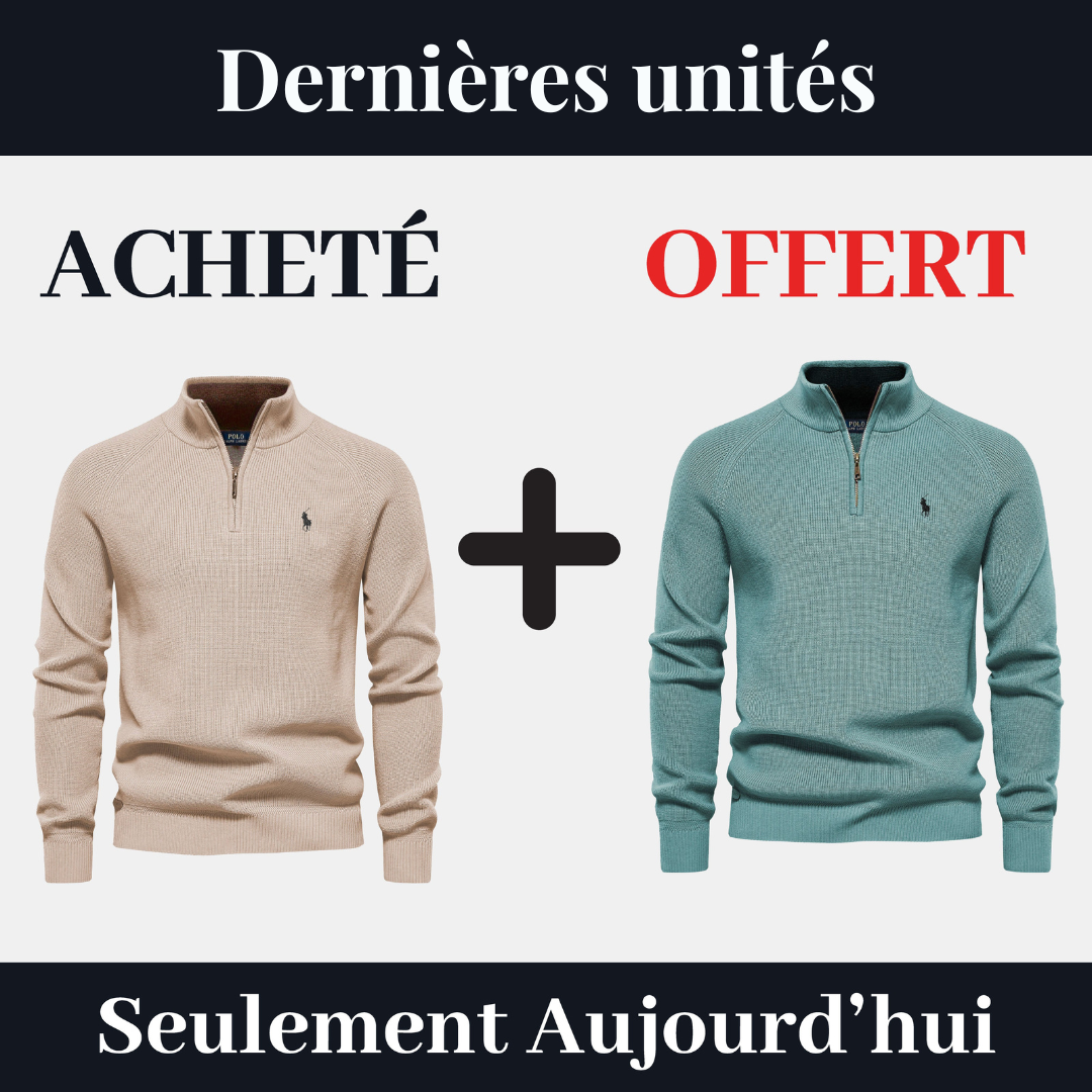 Pull Col Zippé  R&L 1+1 (DÉSTOCKAGE)